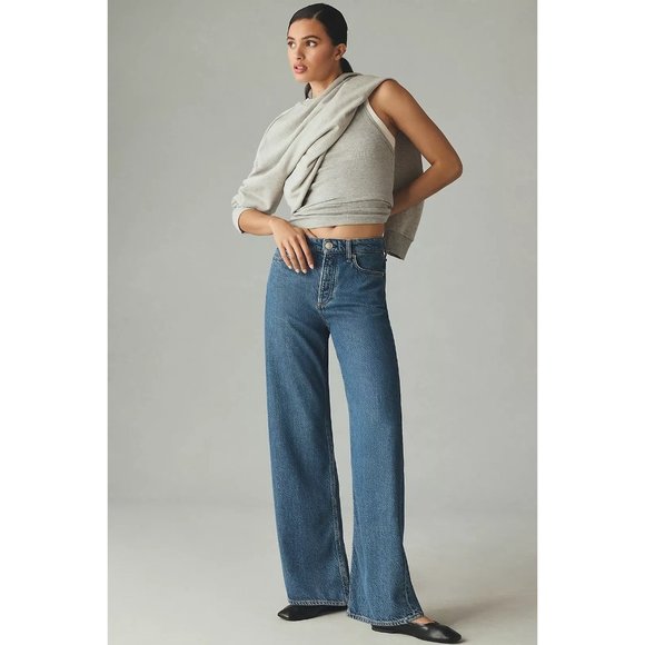 RELISTED RAG & BONE Logan Mid-Rise Featherweight Wide-Leg Jeans in Lily - NWT - Picture 2 of 11
